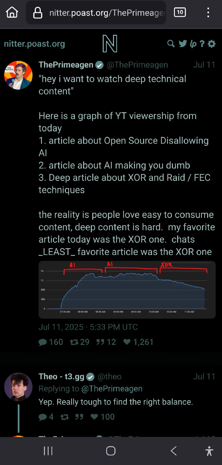 Nitter frontent showing comments