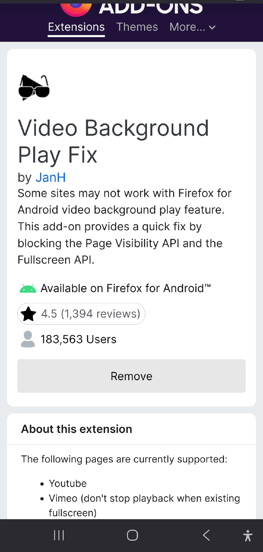 Video background play fix store page